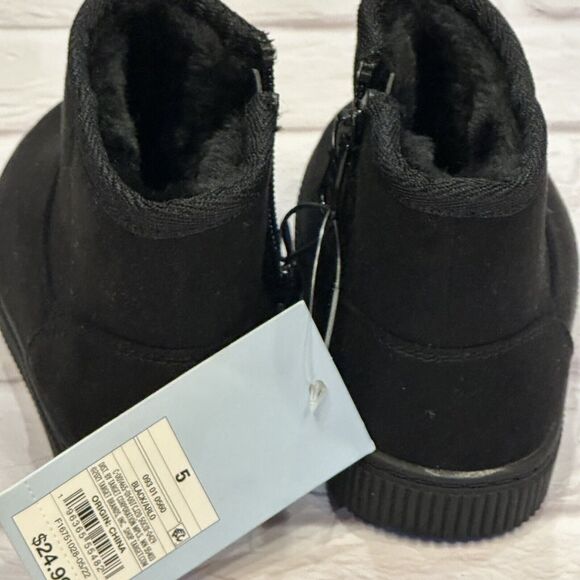 Baby Girl Toddler Cat & Jack Black Arlo Sz 5 Boots Fur Lined Winter Snow - Picture 5 of 6